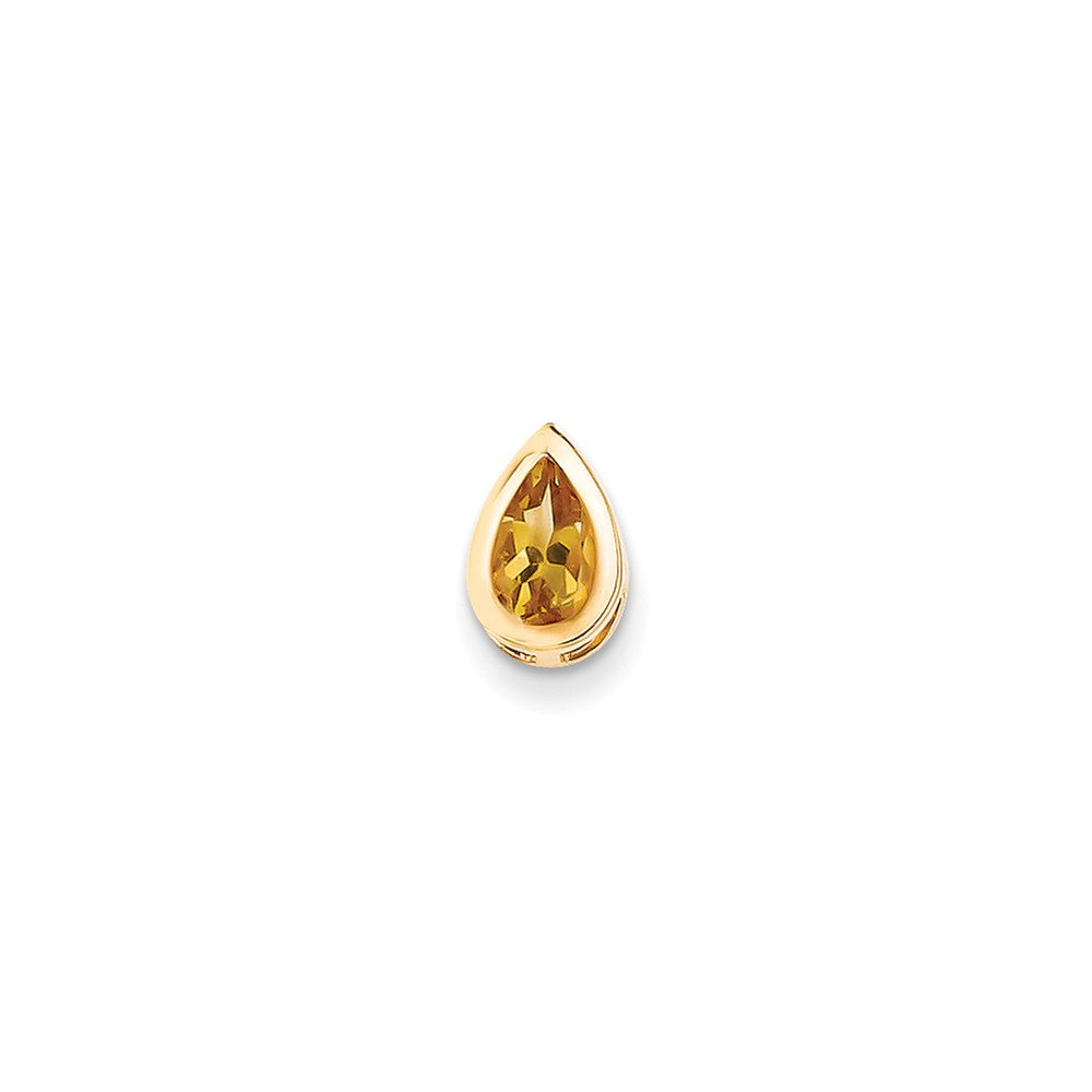 14K Gelbgold 8x5mm Birnenschliff Citrin Anhänger mit Zargenfassung