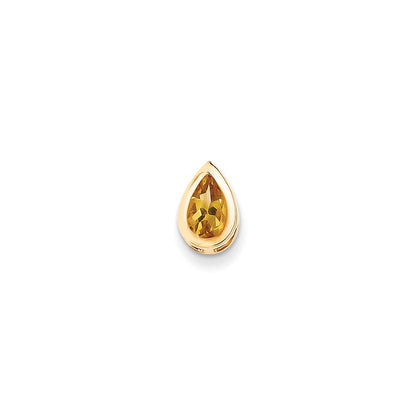 14K Gelbgold 8x5mm Birnenschliff Citrin Anhänger mit Zargenfassung