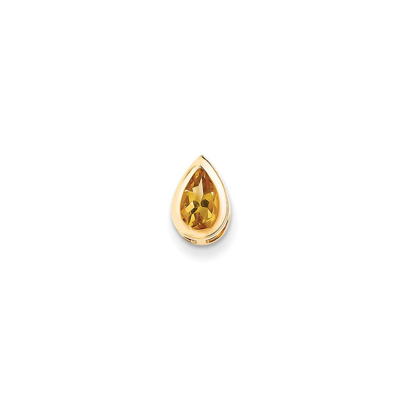 14K Gelbgold 8x5mm Birnenschliff Citrin Anhänger mit Zargenfassung