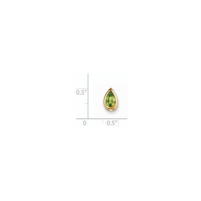 14K Gelbgold 8x5mm Peridot Birnenschliff Anhänger mit Zargenfassung