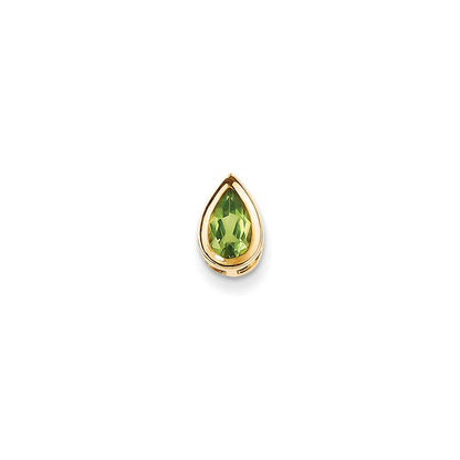 14K Gelbgold 8x5mm Peridot Birnenschliff Anhänger mit Zargenfassung