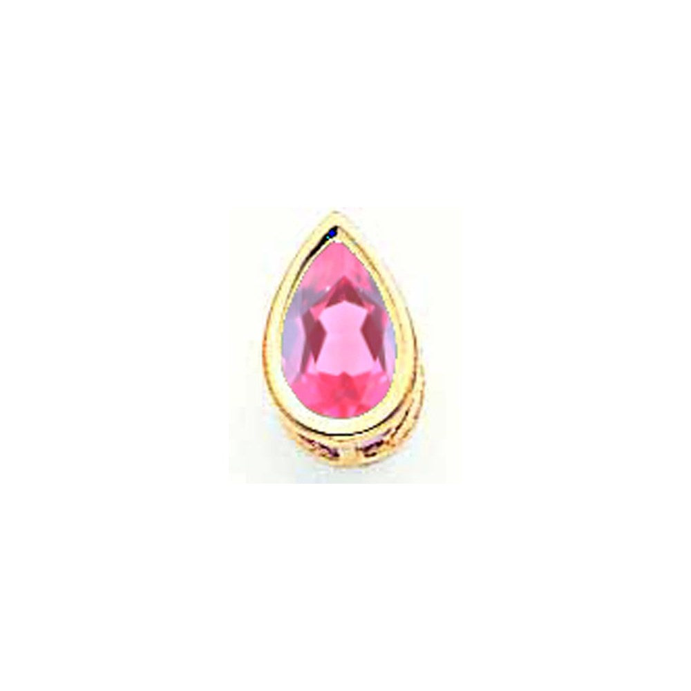 14K Gelbgold Anhänger mit 8x5mm birnenförmigem Rosa Turmalin in Zargenfassung