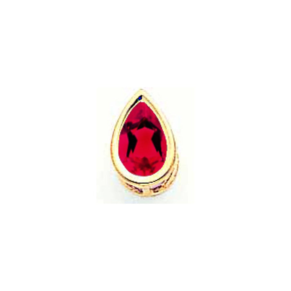 14K Gelbgold 8x5mm Birnenschliff-Rubin Anhänger mit Zargenfassung
