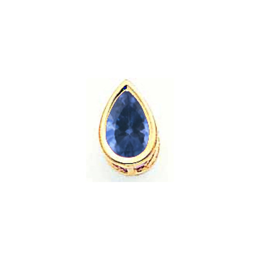 14K Gelbgold 8x5 mm Birnen-Saphir Anhänger mit Zargenfassung