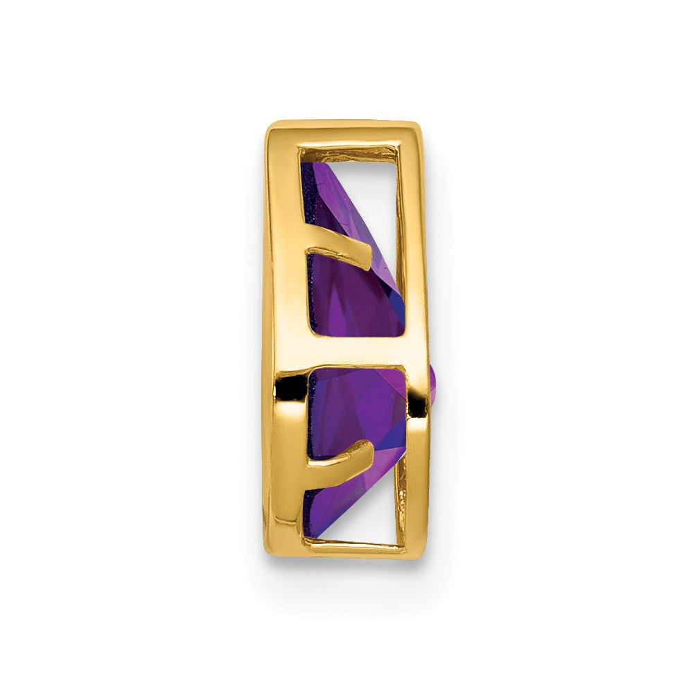 14K Gelbgold Anhänger mit 9x6 mm birnenförmigem Amethyst im Checker-Schliff und Zargenfassung
