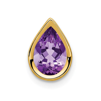 14K Gelbgold Amethyst-Anhänger, birnenförmig, 9x6mm, Zargenfassung