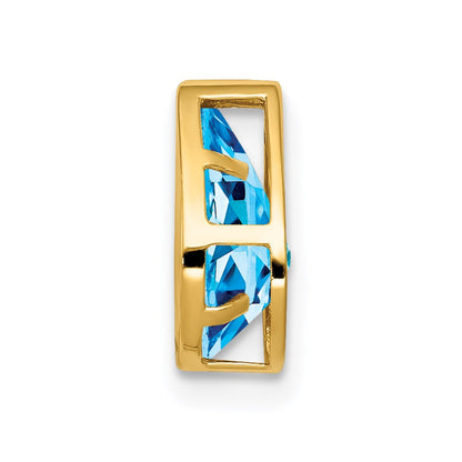 14K Gelbgold Anhänger mit 9x6mm Blautopas im Schachbrettschliff, Birnenform, mit Zargenfassung