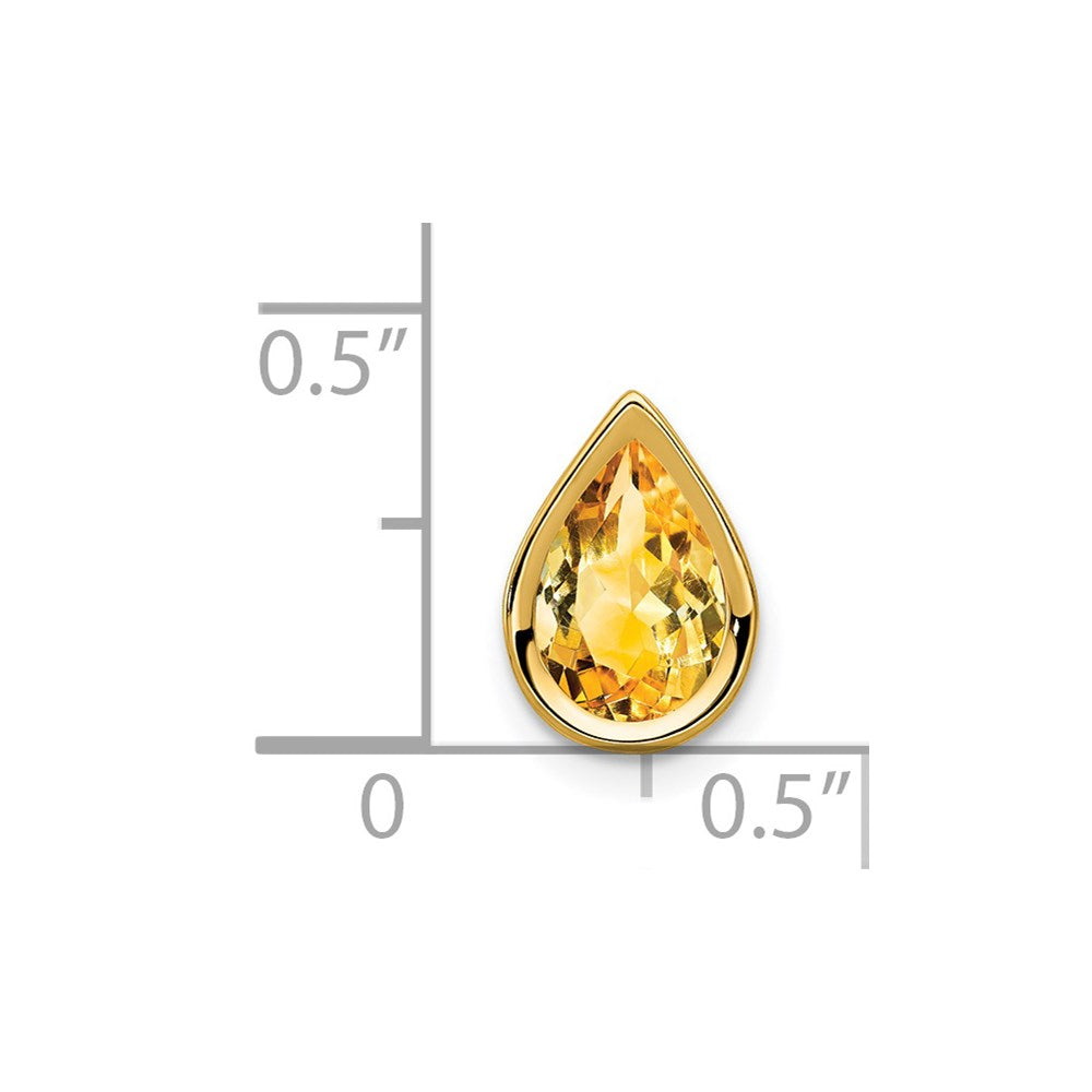 14K Gelbgold 9x6mm Birnenschliff-Citrin-Anhänger mit Karo-Schliff und Fassung