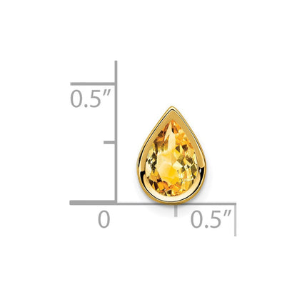14K Gelbgold 9x6mm Birnenschliff-Citrin-Anhänger mit Karo-Schliff und Fassung