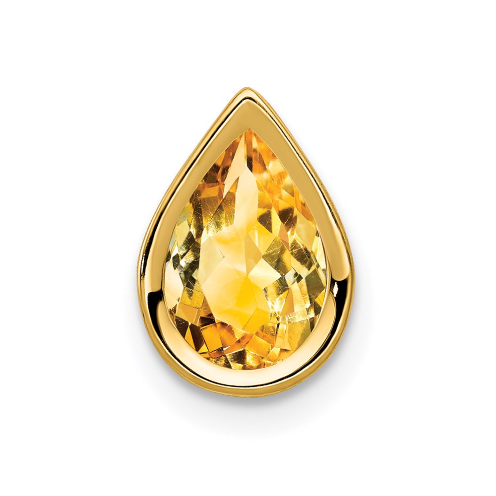 14K Gelbgold Anhänger mit birnenförmigem Citrin (9x6mm) in Zargenfassung