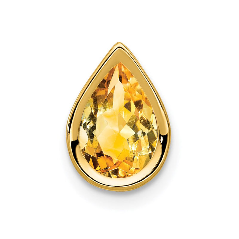 14K Gelbgold Anhänger mit birnenförmigem Citrin (9x6mm) in Zargenfassung