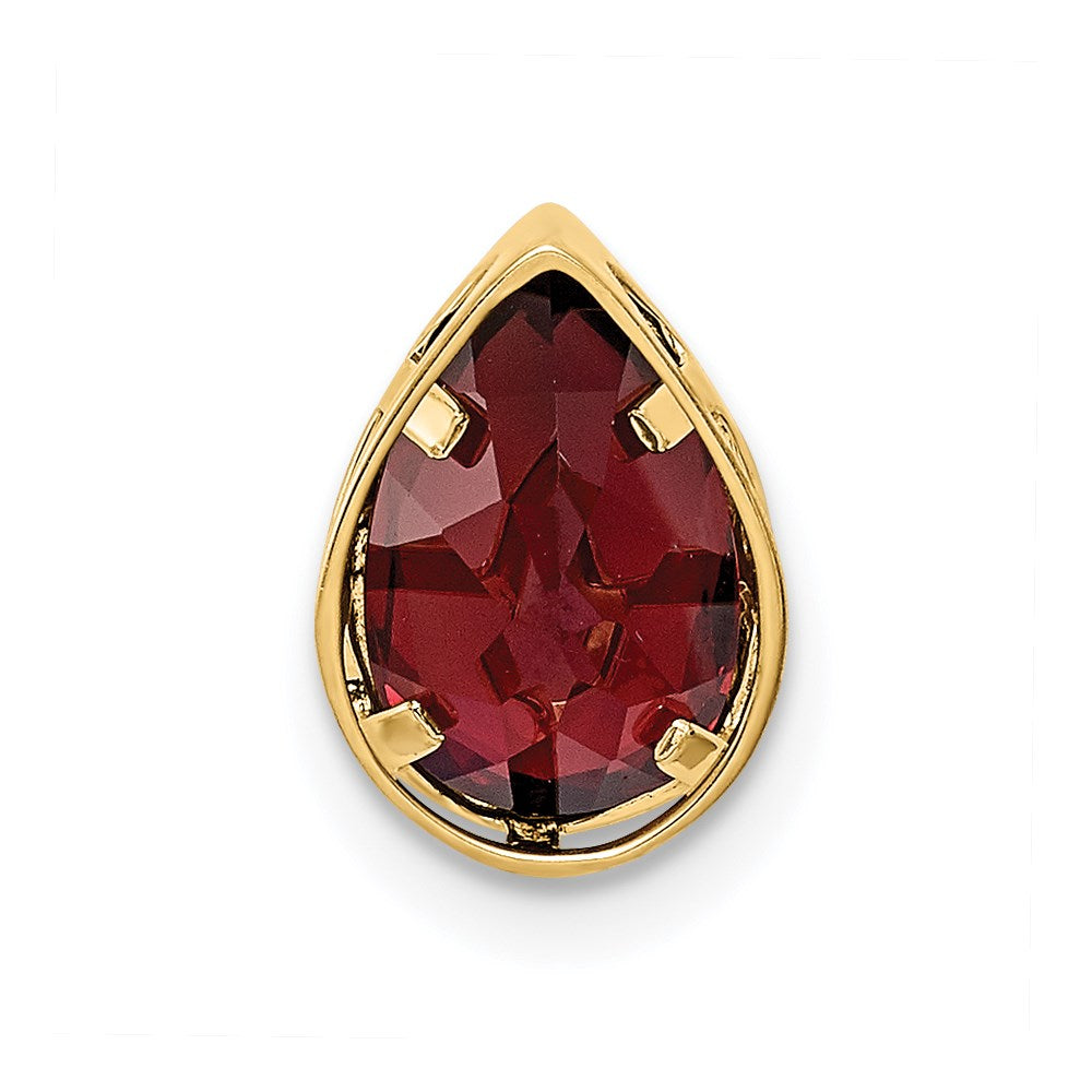 14K Gelbgold 9x6mm Birnenschliff-Granat Anhänger mit Zargenfassung