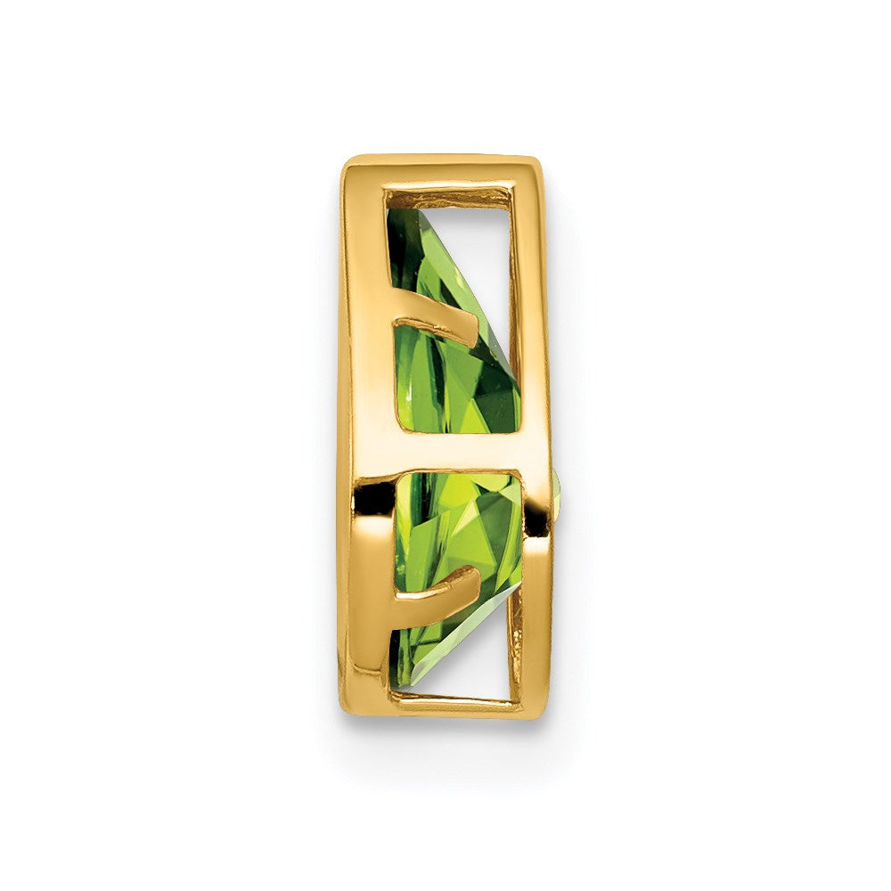 14K Gelbgold 9x6mm Birnenschliff Peridot Anhänger mit Schachbrettschliff und Zargenfassung