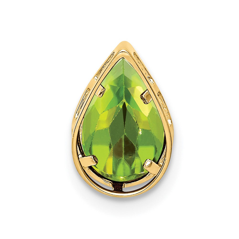 14K Gelbgold Anhänger mit Peridot im Birnenschliff, 9x6mm, Zargenfassung