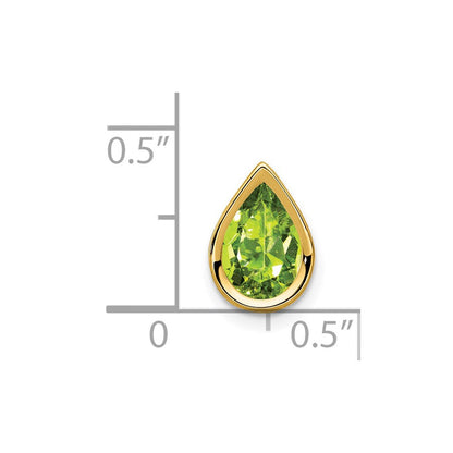 14K Gelbgold 9x6mm Birnenschliff Peridot Anhänger mit Schachbrettschliff und Zargenfassung