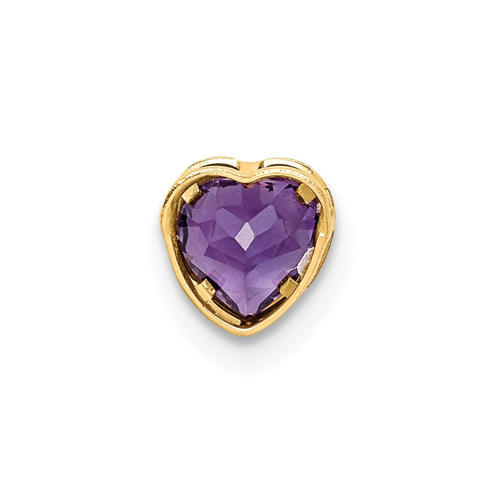 14K Gelbgold 5mm Herz-Amethyst-Anhänger mit Zargenfassung