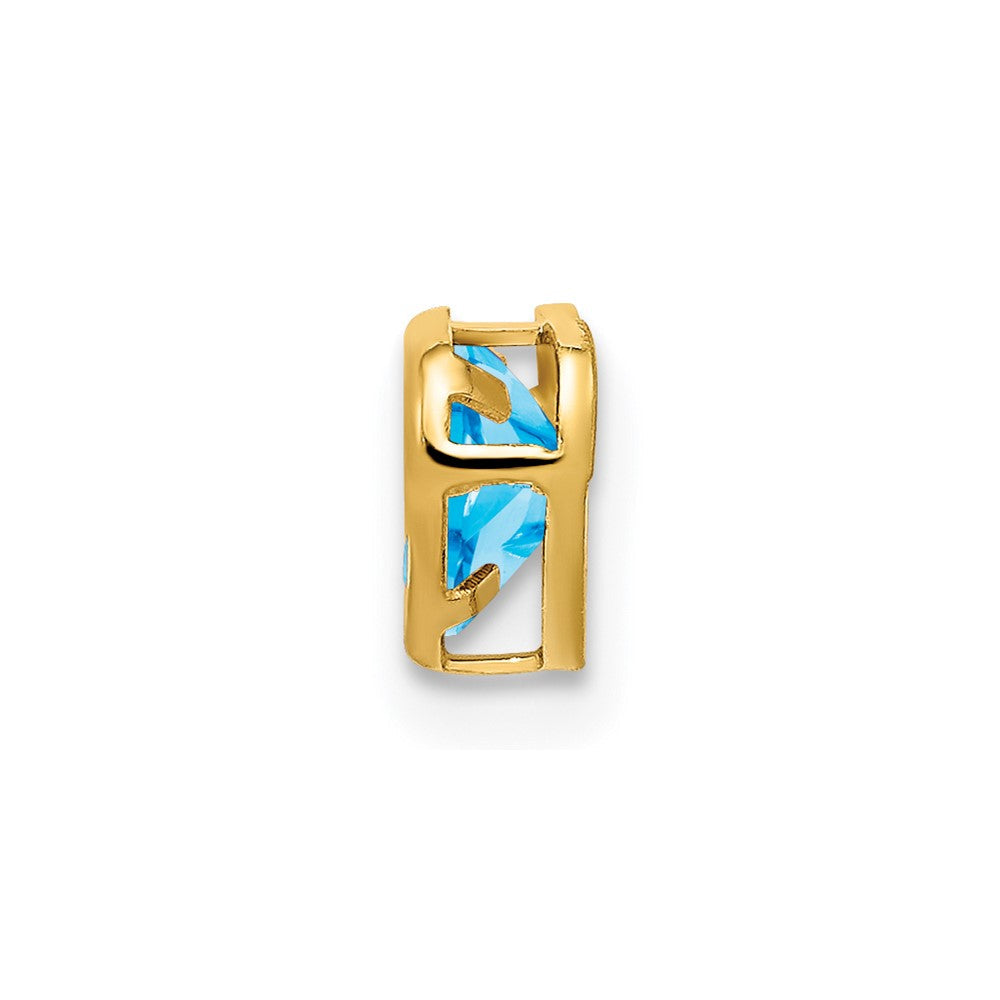 14K Gelbgold Herz-Anhänger mit 5 mm Blautopas, Zargenfassung