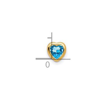 14K Gelbgold Herz-Anhänger mit 5 mm Blautopas, Zargenfassung