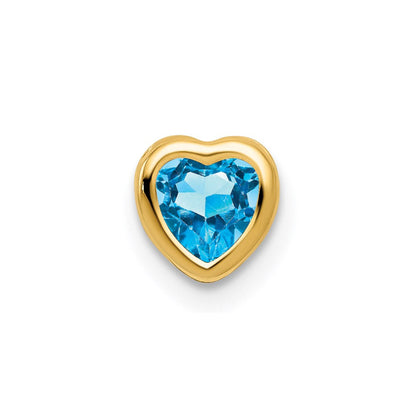 14K Gelbgold Herz-Anhänger mit 5 mm Blautopas, Zargenfassung