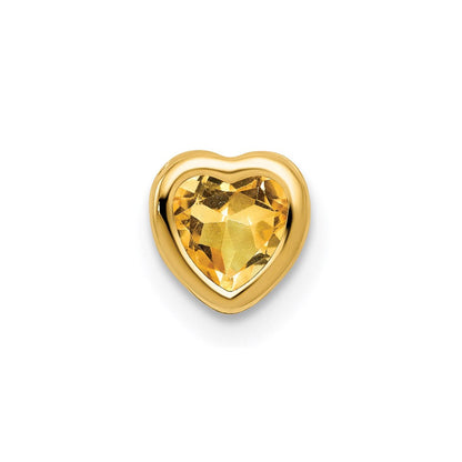14K Gelbgold 5 mm Herz-Citrin-Anhänger mit Lünettenfassung