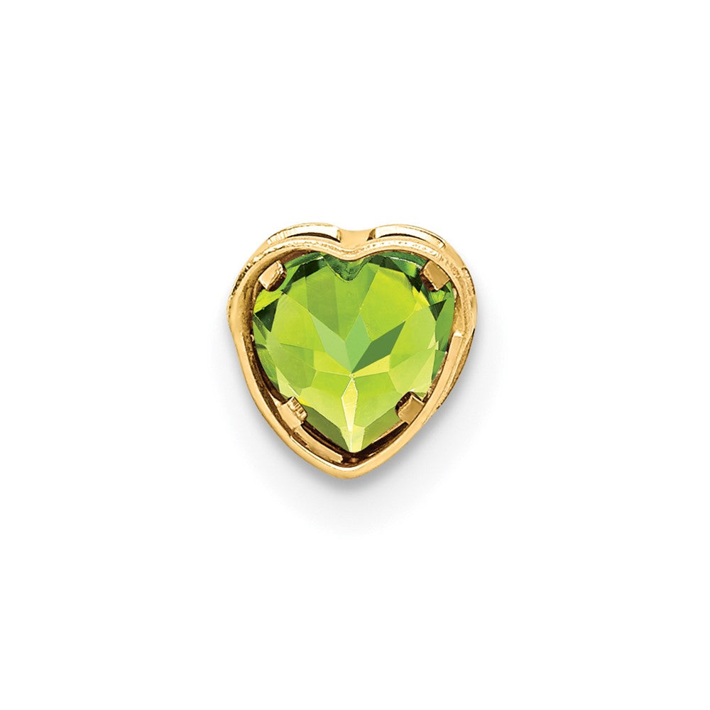 14K Gelbgold 5 mm Herz-Peridot Anhänger mit Zargenfassung