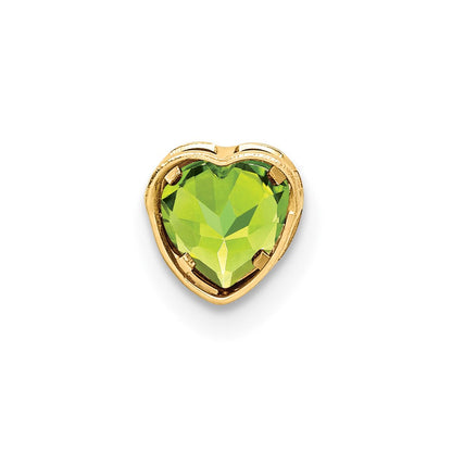 14K Gelbgold 5 mm Herz-Peridot Anhänger mit Zargenfassung