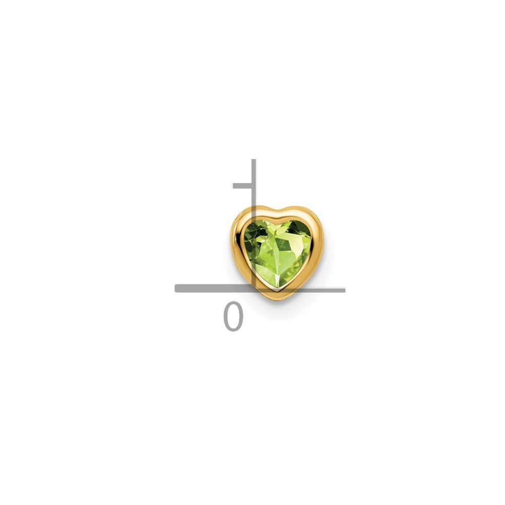 14K Gelbgold 5 mm Herz-Peridot Anhänger mit Zargenfassung
