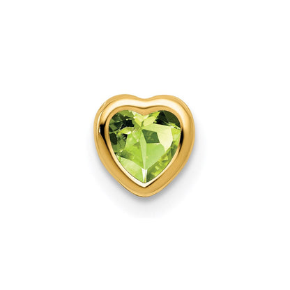 14K Gelbgold 5 mm Herz-Peridot Anhänger mit Zargenfassung