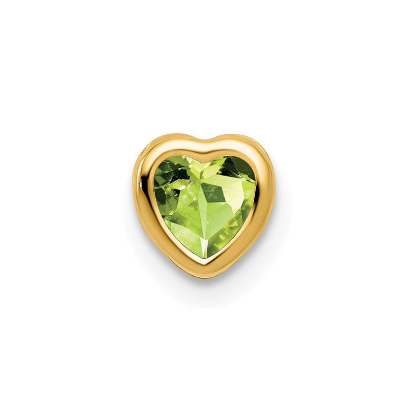 14K Gelbgold 5 mm Herz-Peridot Anhänger mit Zargenfassung
