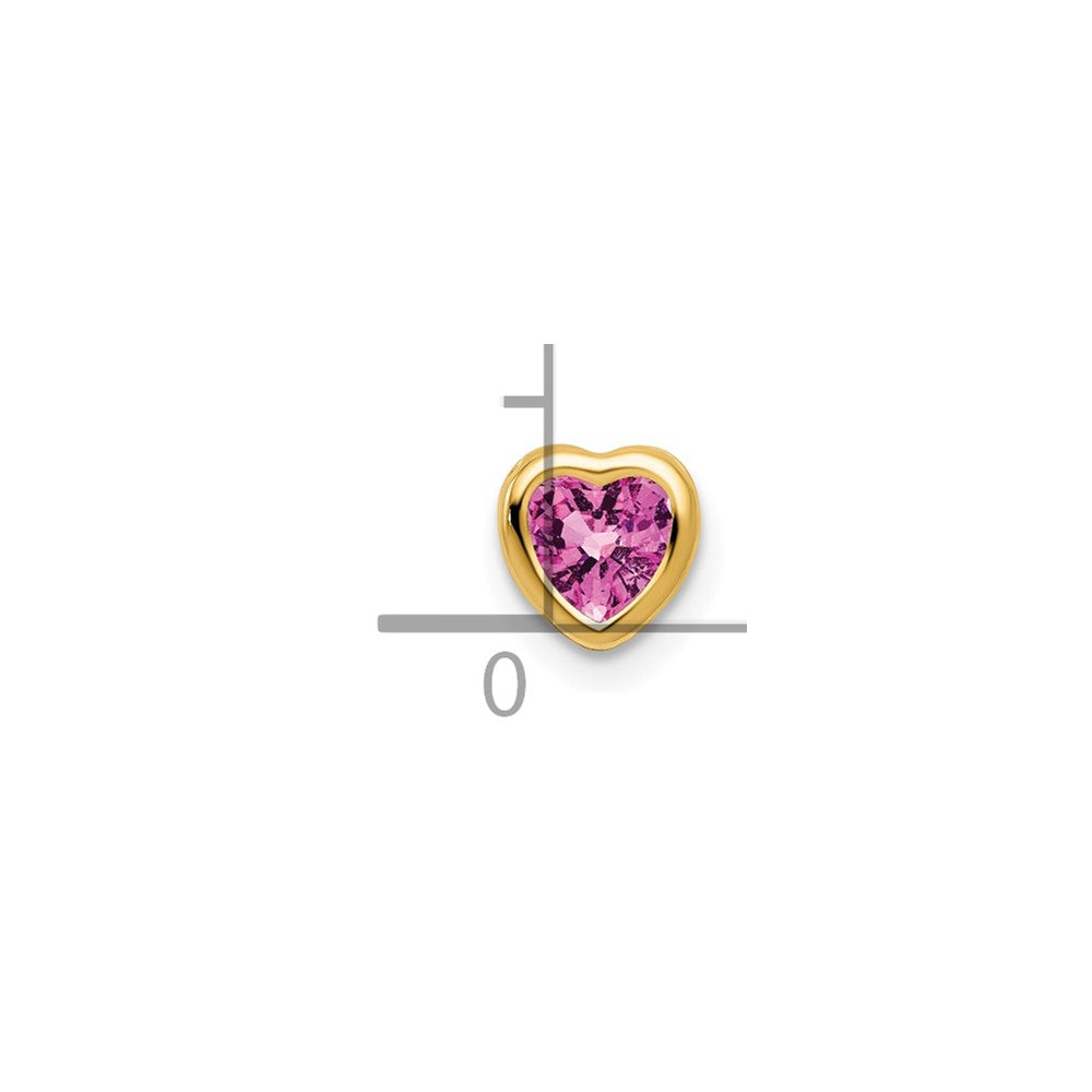 14K Gelbgold 5 mm Herz-Anhänger mit Rosa Saphir in Zargenfassung
