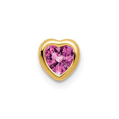 14K Gelbgold 5 mm Herz-Anhänger mit Rosa Saphir in Zargenfassung