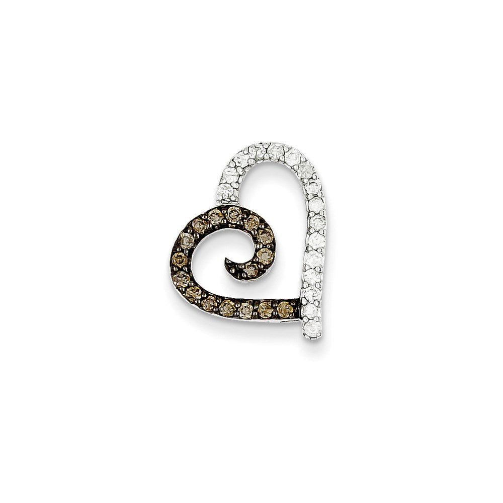 14K Gold Anhänger mit Champagner- und Diamant-Herz