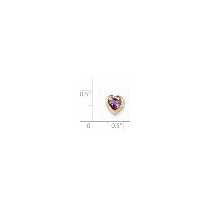 14K Gelbgold 6 mm Herz Amethyst Anhänger mit Zargenfassung