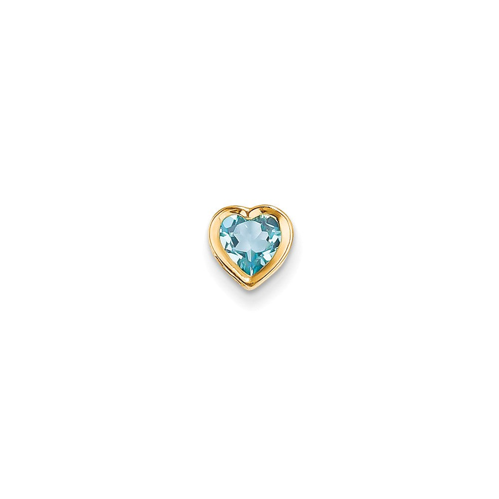 14K Gelbgold 6mm Herz Blautopas Anhänger mit Lünette