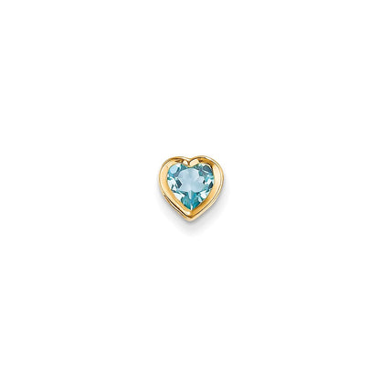 14K Gelbgold 6mm Herz Blautopas Anhänger mit Lünette
