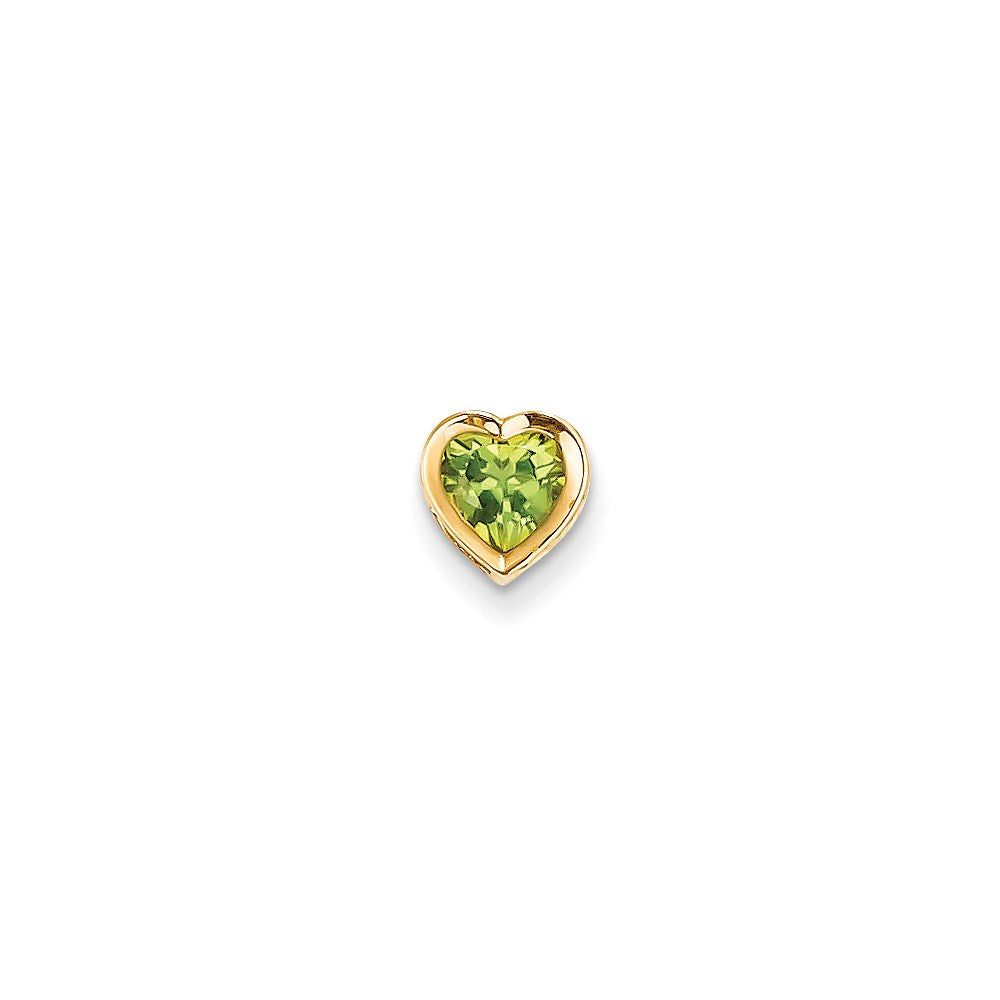 14K Gelbgold 6mm Herz-Peridot-Anhänger mit Zargenfassung
