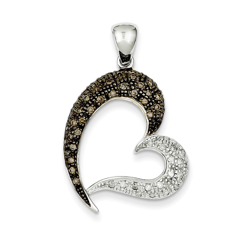 14K Weißgold Champagner- und Weiß-Diamant-Anhänger, echt