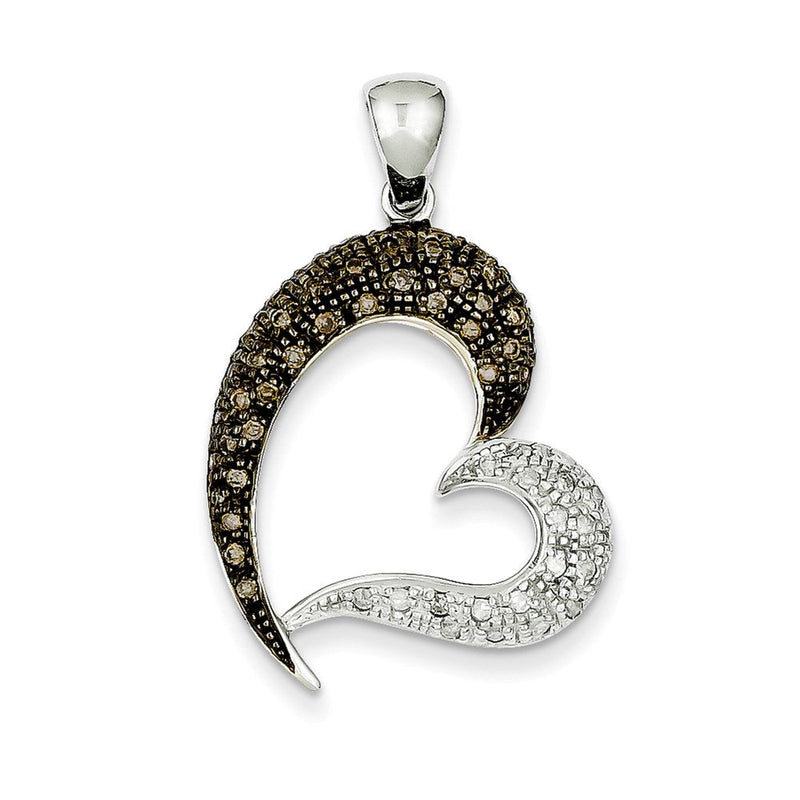 14K Weißgold Champagner- und Weiß-Diamant-Anhänger, echt