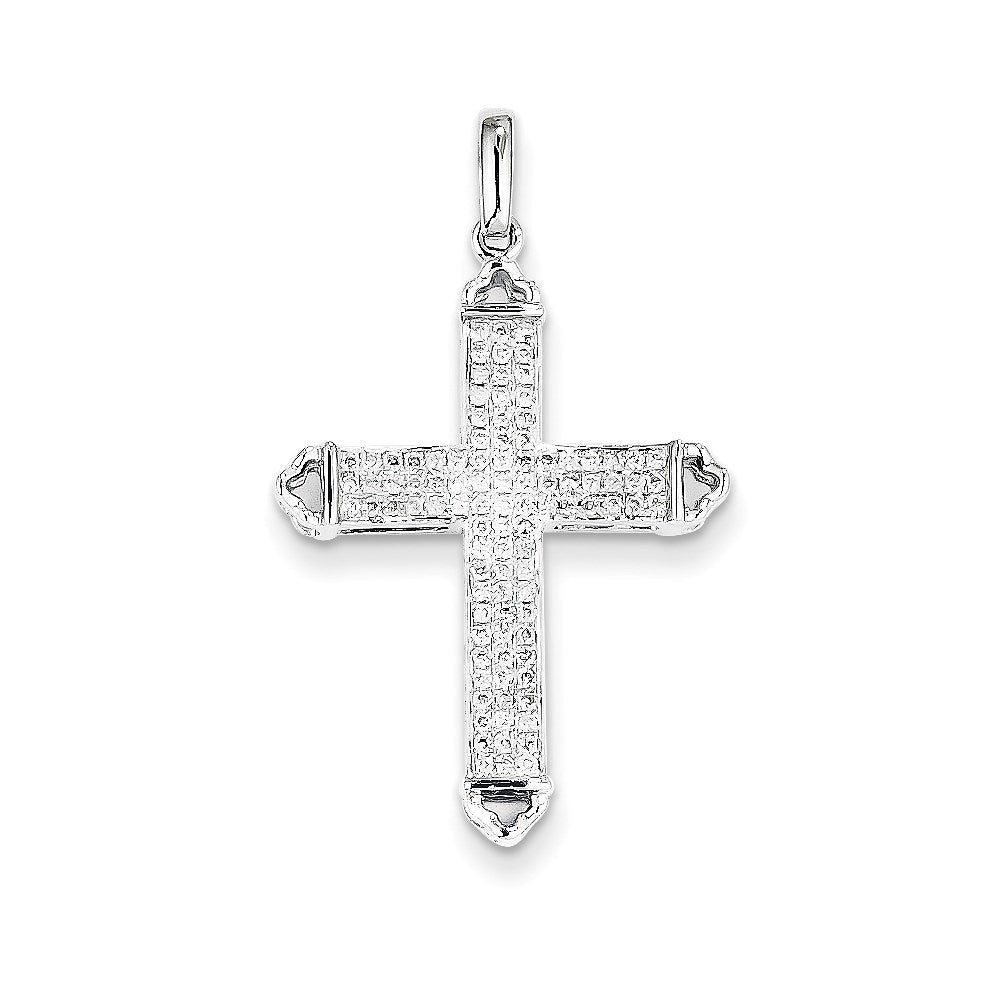 14K Weißgold Anhänger mit echtem Diamant