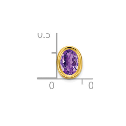 14K Gelbgold Anhänger mit 7x5mm ovalem Amethyst im Karo-Schliff, Zargenfassung