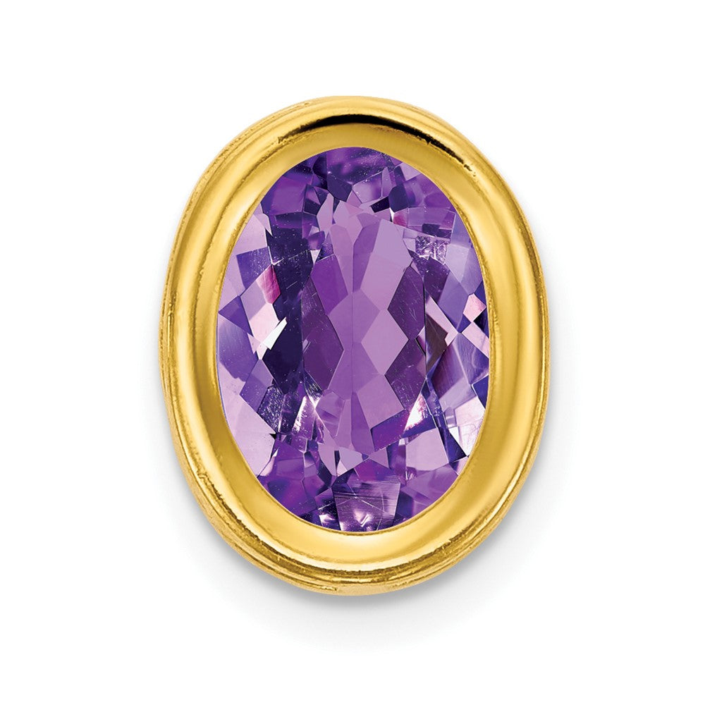 14K Gelbgold Anhänger mit ovalem Amethyst, 7x5 mm, Zargenfassung