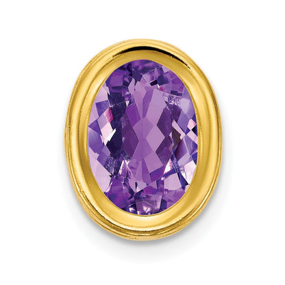 14K Gelbgold Anhänger mit ovalem Amethyst, 7x5 mm, Zargenfassung