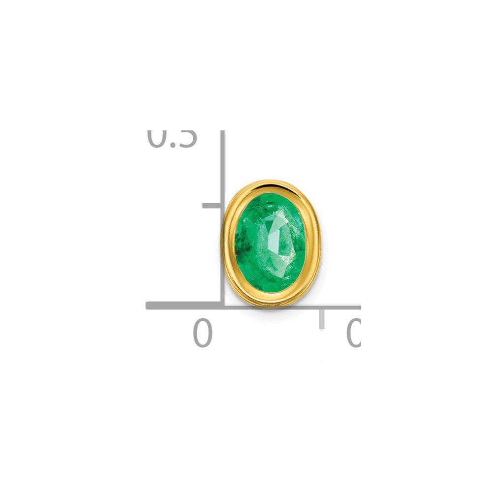 14K Gelbgold Anhänger mit ovalem Smaragd (7x5mm) in Zargenfassung