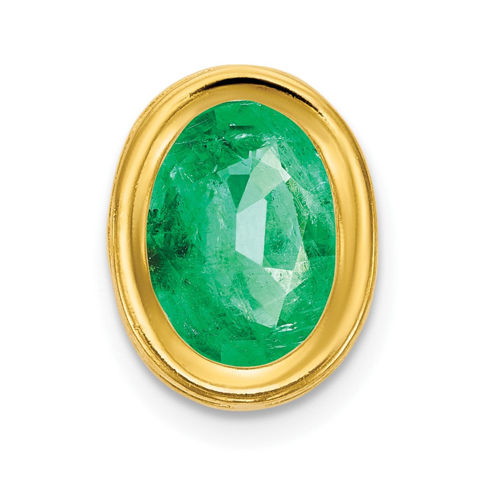 14K Gelbgold Anhänger mit ovalem Smaragd (7x5mm) in Zargenfassung