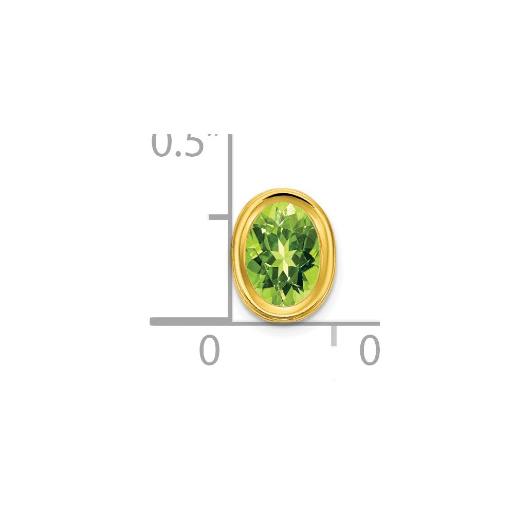 14K Gelbgold Anhänger mit ovalem Peridot im Schachbrettschliff (7x5 mm) und Zargenfassung