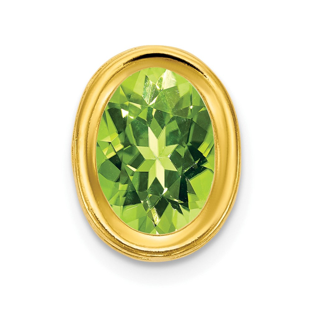 14K Gelbgold 7x5mm Oval Peridot Anhänger mit Zargenfassung
