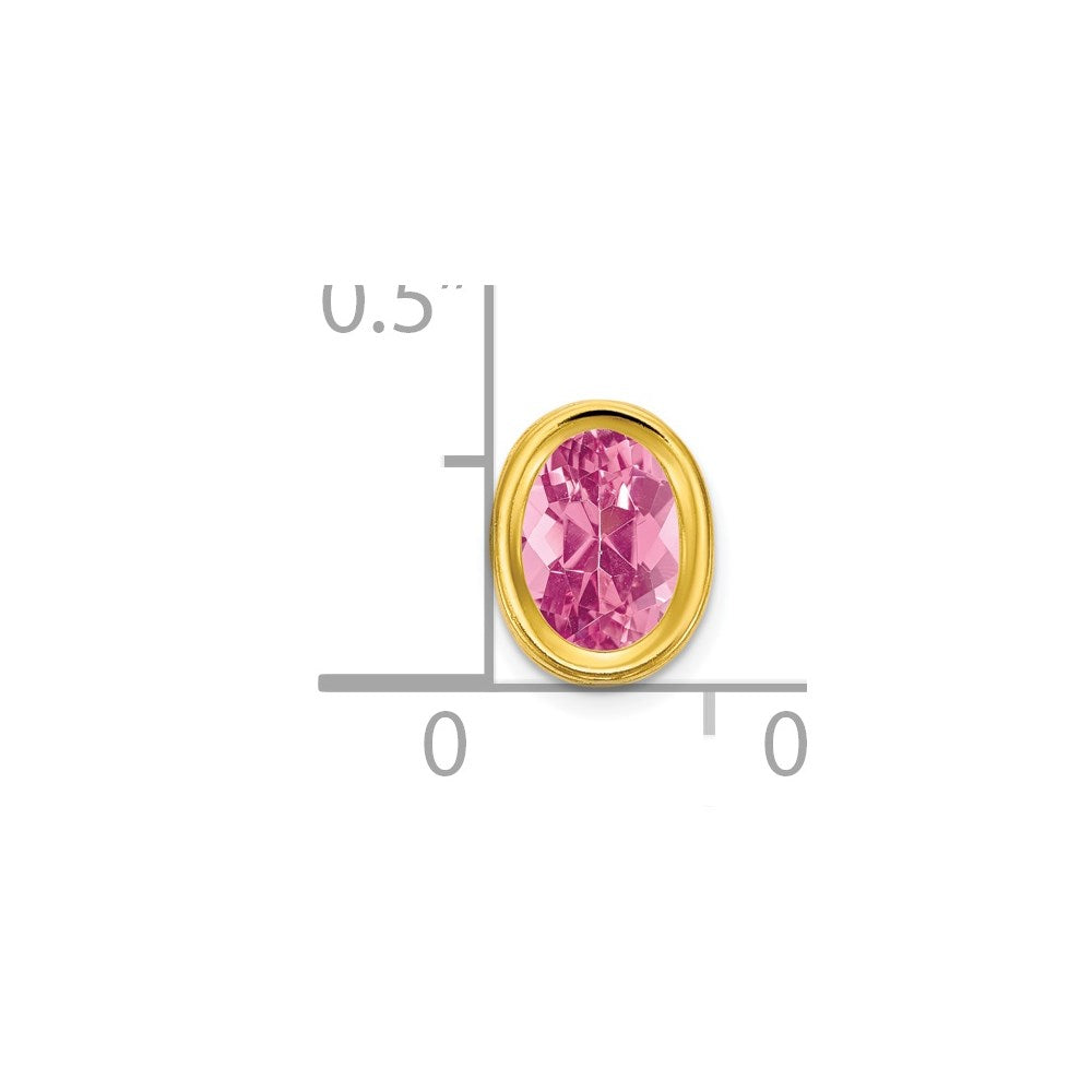 14K Gelbgold 7x5mm Oval Rosa Turmalin Anhänger mit Zargenfassung