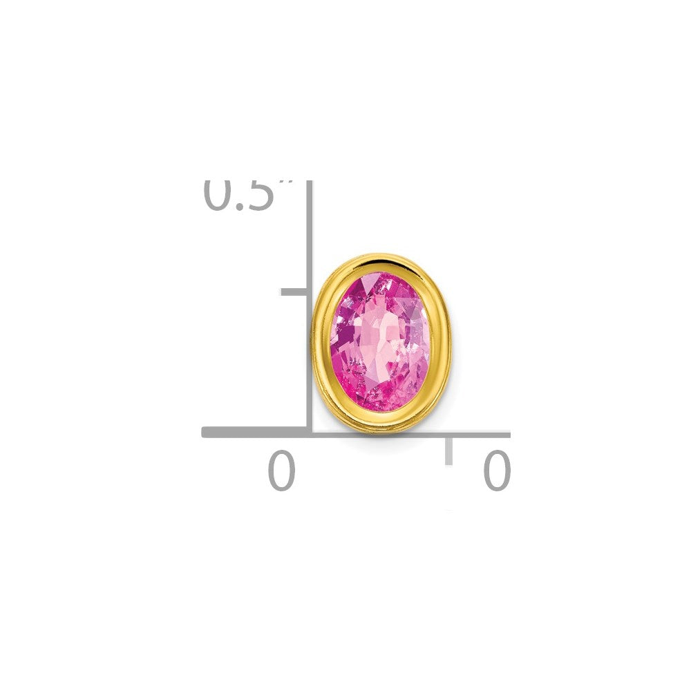 14K 7x5 mm Ovaler Rosa-Saphir Anhänger mit Zargenfassung
