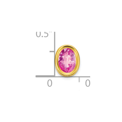 14K 7x5 mm Ovaler Rosa-Saphir Anhänger mit Zargenfassung
