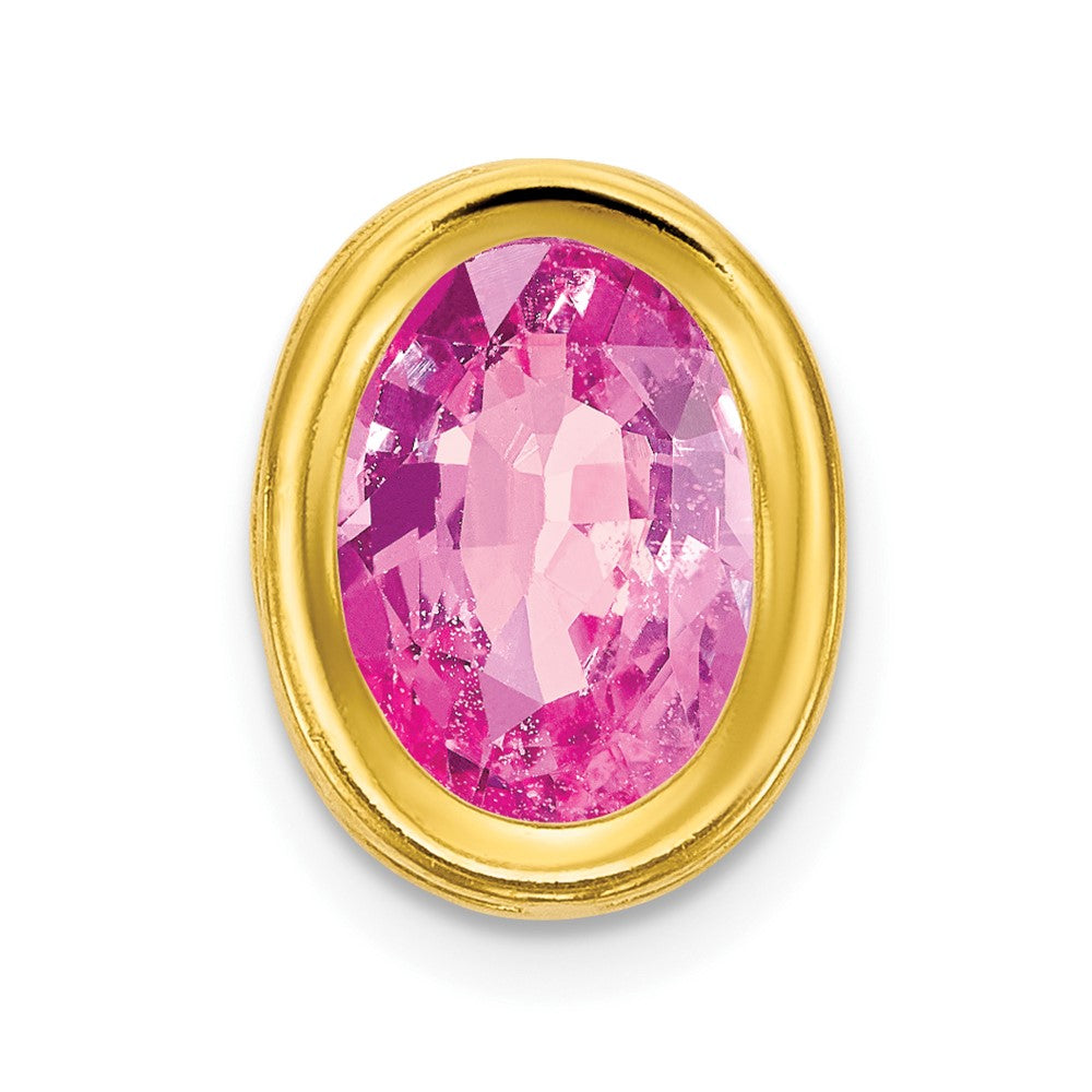 14K 7x5 mm Ovaler Rosa-Saphir Anhänger mit Zargenfassung
